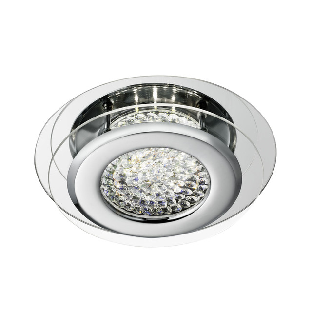 Mirrorstone Chrome/Clear Crystal Centre Vesta LED Flush Ceiling Light