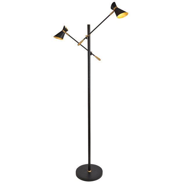 Mirrorstone Diablo Matt Black & Gold LED 2 Light Floor Lamp