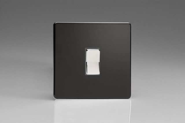 Varilight Premium Black Screwless 1-Gang 10A 2-Way & Off Retractive Switch