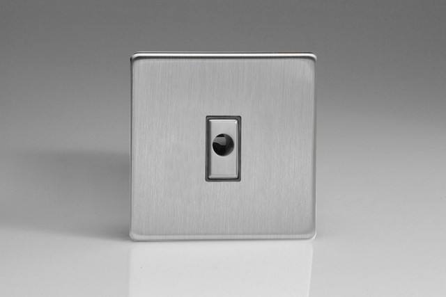 Varilight Brushed Steel Screwless 16A Flex Outlet Plate