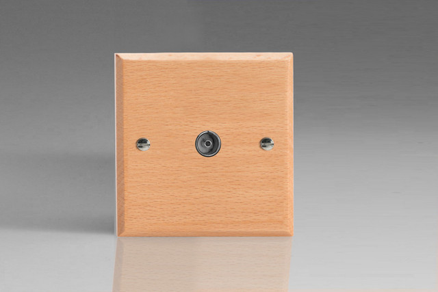 Varilight Scandic Beech Kilnwood 1-Gang TV Socket, Co-Axial