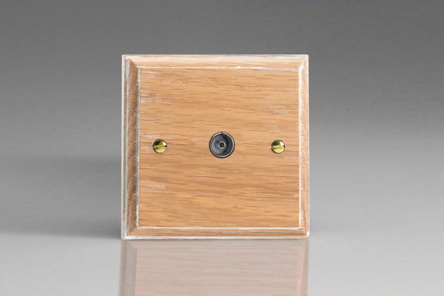 Varilight Limed Oak Kilnwood 1-Gang TV Socket, Co-Axial