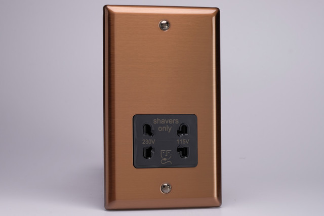 Varilight Brushed Bronze Dual Voltage Shaver Socket 230V/115V