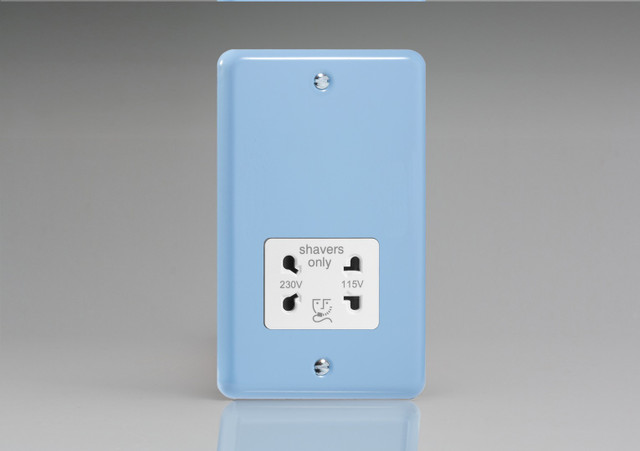 Varilight Duck Egg Blue Lily Dual Voltage Shaver Socket 230V/115V