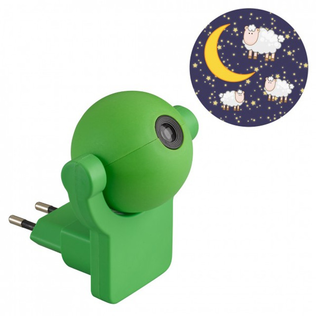 Green Rotating LED Sheep Projection Plug-In Wall Night Light