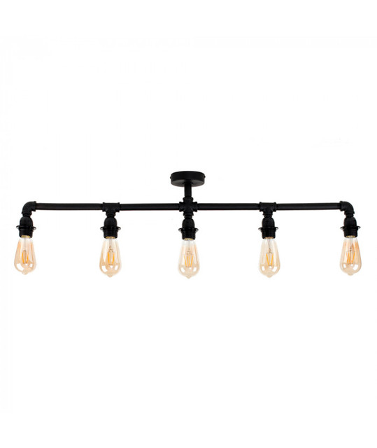 RetroLED Luiggi Steampunk 5 Way Bar Satin Black Ceiling Light