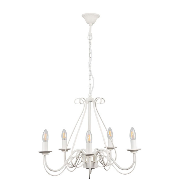 5 Way Porcelain White Chandelier Ceiling Light 