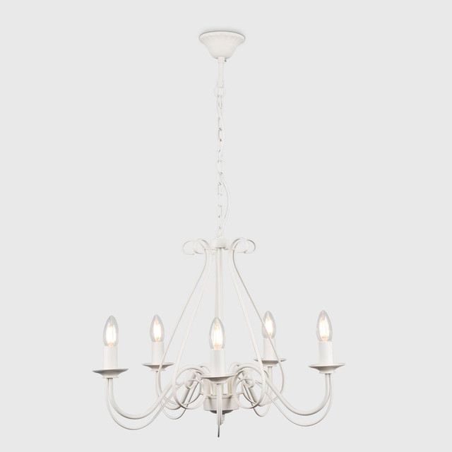 5 Way Porcelain White Chandelier Ceiling Light 