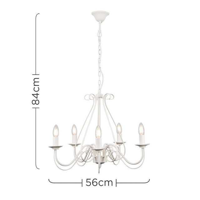 5 Way Porcelain White Chandelier Ceiling Light 