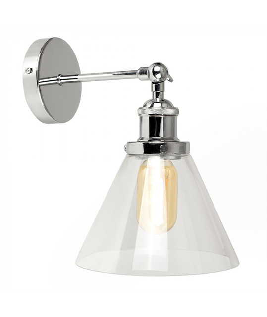 Lloyd Chrome Wall Light With Conical Glass Shade