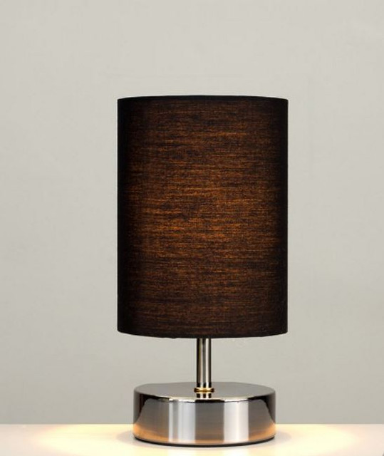 Touch LED Table Lamp Black Chrome With Black Shade