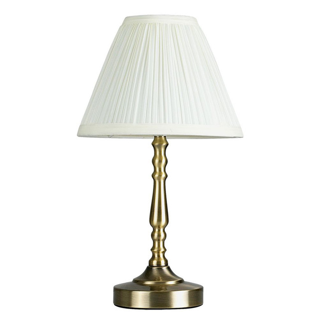 Sienna Antique Brass Touch Table Lamp Pleated Shade