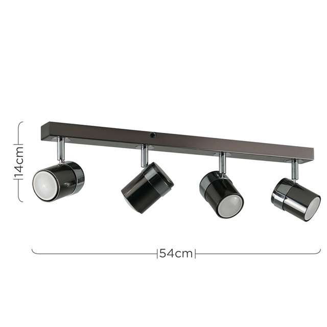 Rosie Black Chrome 4 Way Bar Spotlight Fitting