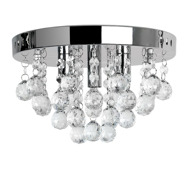 Mitre Chrome Droplet Flush Ceiling Fitting Clear Droplets