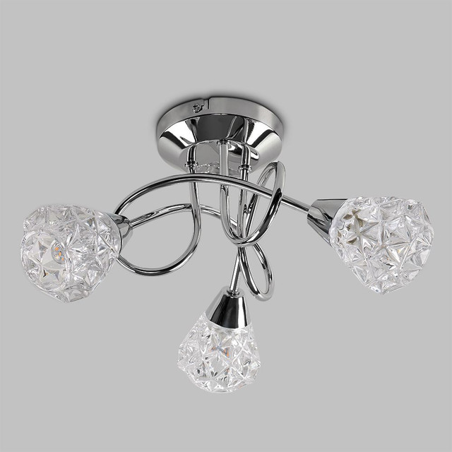 Astley 3 Way Cross Over Chrome LED Ceiling Light K5 Crystal