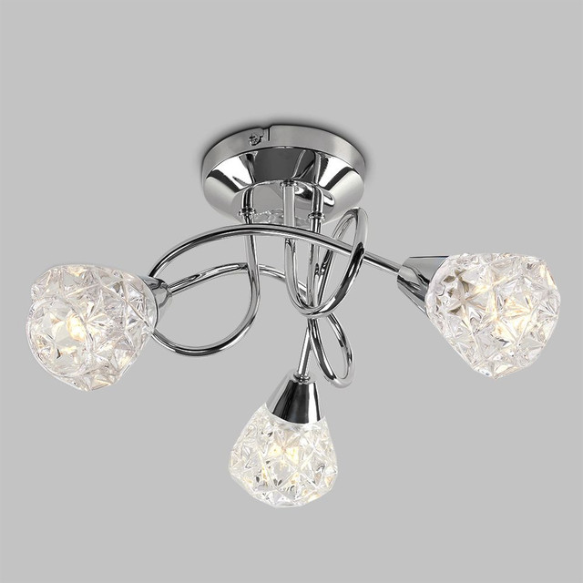 Astley 3 Way Cross Over Chrome LED Ceiling Light K5 Crystal