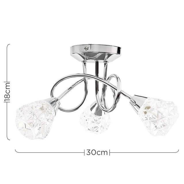 Astley 3 Way Cross Over Chrome LED Ceiling Light K5 Crystal