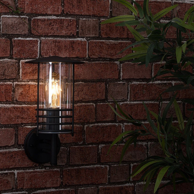 IP44 Dorset Outdoor Wall Lantern Black Stainless Steel