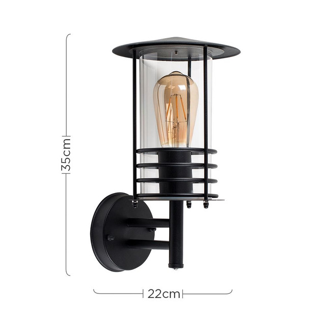 IP44 Dorset Outdoor Wall Lantern Black Stainless Steel