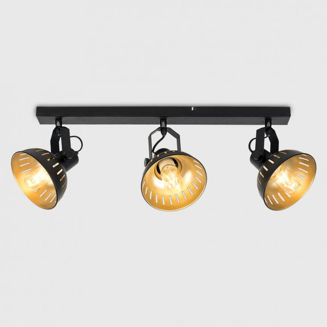 RetroLED Smedley Black/Gold 3 Way Steampunk Ceiling Light