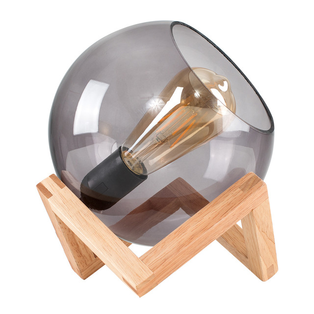 Cruz Glass Globe on a Wood Stand Table Lamp