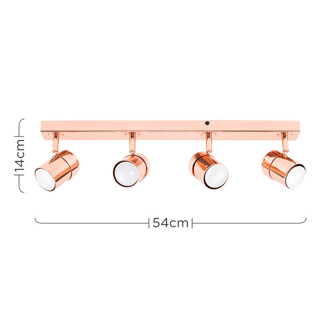 Rosie 4 Way Copper Straight Bar Spotlight