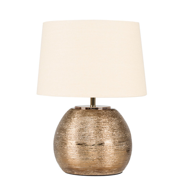 Krista Copper Combed Base Table Lamp with Cream Shade