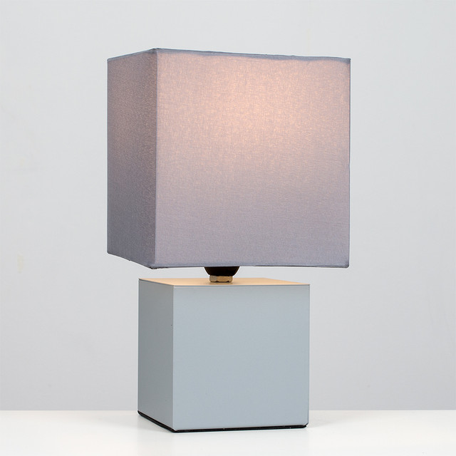 Cubbie Grey Touch Table Lamp Cube Base Grey Shade