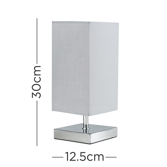 Value Essentials Yuko Chrome Touch Table Lamp with Cool Grey Shade