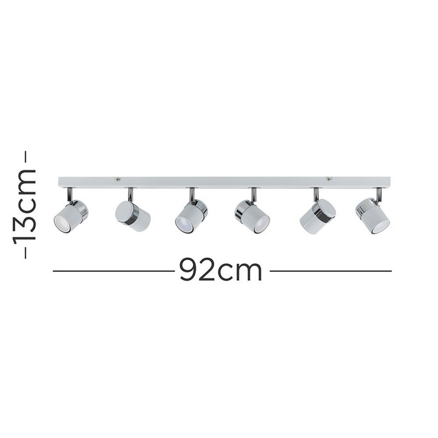 Rosie 6 Way Eyeball Spotlight Bar in White And Chrome