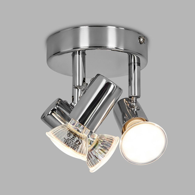 Consul Mini 3 Way Round Ceiling Spotlight in Chrome