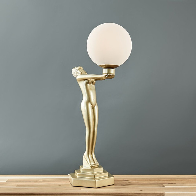 Olivia Matt Gold Art Deco Table Lamp