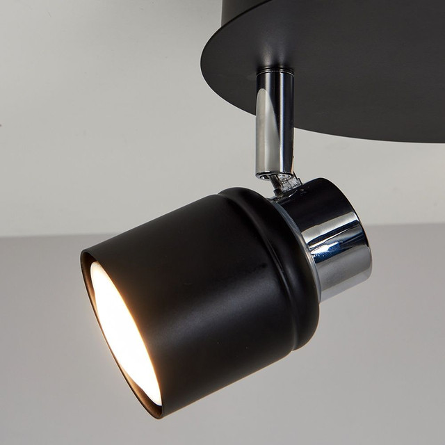 Benton IP44 3 Way Ceiling Spotlight in Chrome and Black