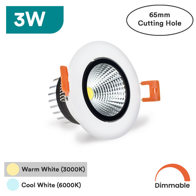 LuxSpot 3W Recessed LED COB Downlight Tilt, 230 Lumens