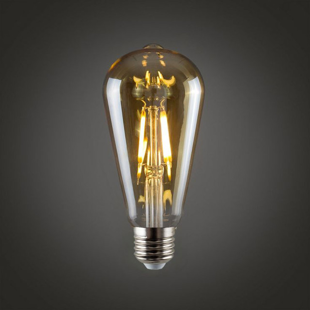 E27 4W LED Filament Pear Shaped Bulb Amber (Warm White 2700K), Dimmable Option Available