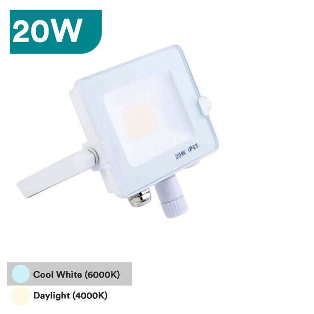 InfinityPlus 10W-150W LED Floodlight, Black/White/Grey Finish, PIR & Dusk/Dawn Sensor Option