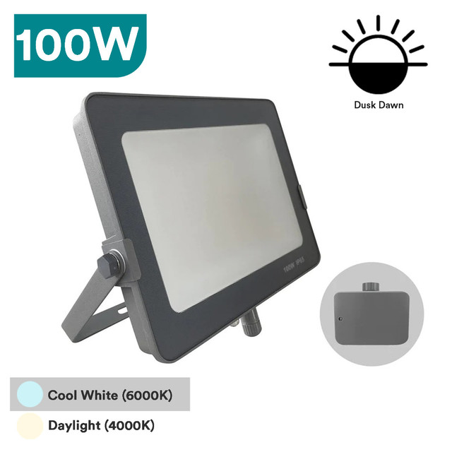 InfinityPlus 10W-150W LED Floodlight, Black/White/Grey Finish, PIR & Dusk/Dawn Sensor Option