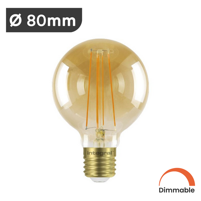 Integral LED Sunset Vintage Globe 80mm-125mm 5W (40W) 1800K 380lm E27 Dimmable Bulb