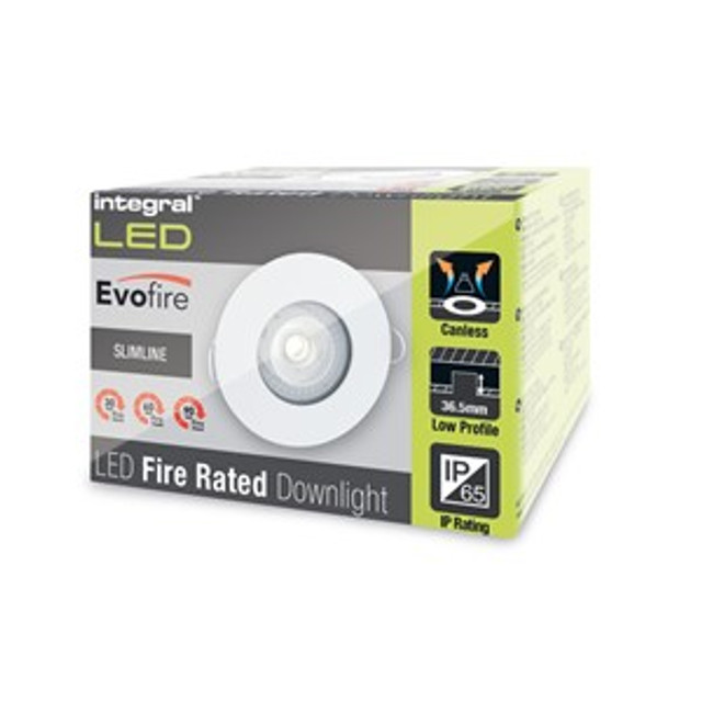 Integral Evofire IP65 White Fire Rated Downlight With GU10 Holder