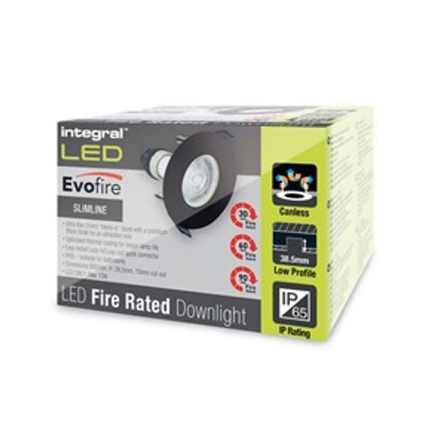 Integral Evofire IP65 Black Fire Rated Downlight With GU10 Holder