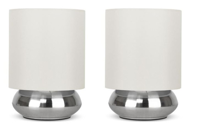 Pair Of Touch LED Table Lamps With Shades