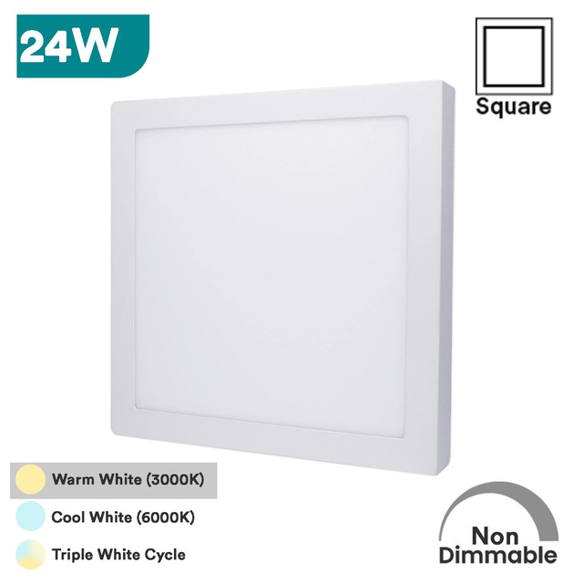 Omnetic 6W-24W Square/Round Surface Mount LED Panel Light, 3000K, 6000K & Triple White Cycle Option