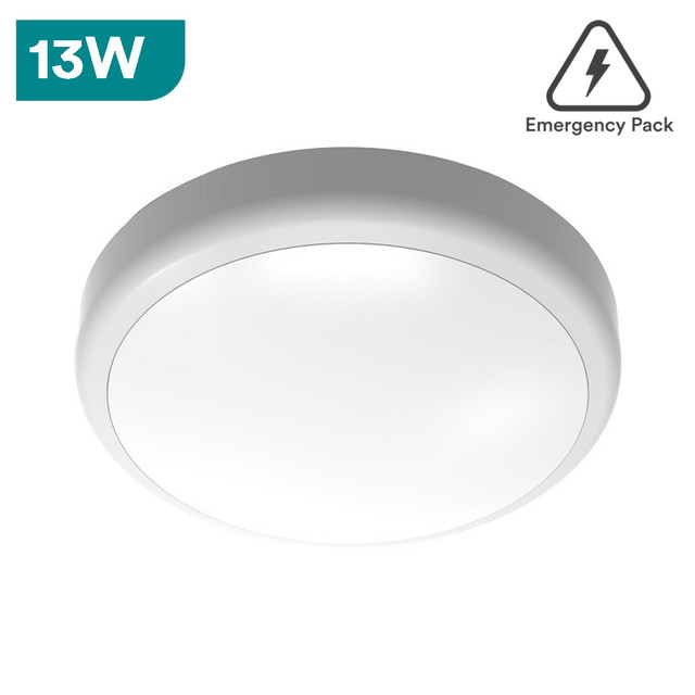 Polo x Bulkhead White IP65 13W 4000K, Emergency Pack, Microwave Sensor & Corridor Function Options