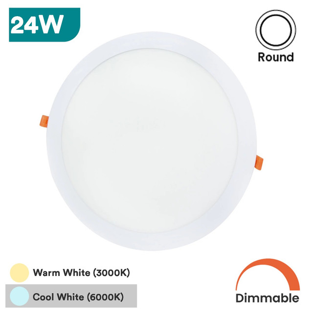 3-24W LED Panel Light, 3000K & 6000K Option, Round & Square Shape