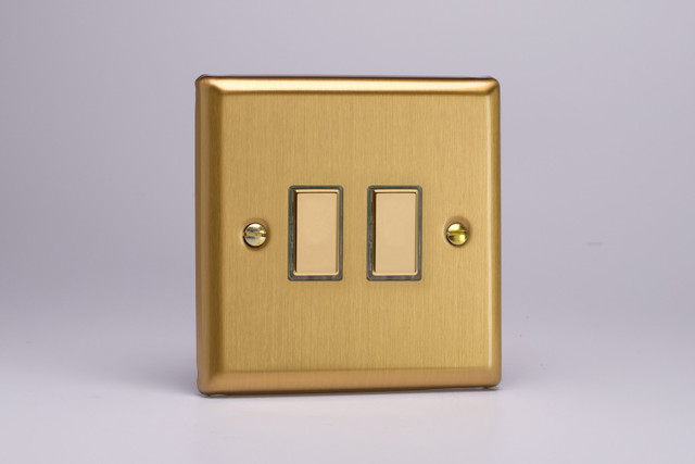 Varilight Brushed Brass Tactile Touch Control Dimming Companion Controller for use with Multi-Point Master on 2-Way Circuits (1-4 Gang)