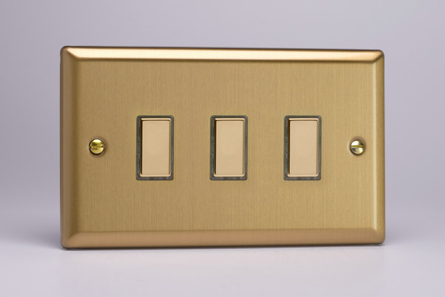 Varilight Brushed Brass Tactile Touch Control Dimming Companion Controller for use with Multi-Point Master on 2-Way Circuits (1-4 Gang)