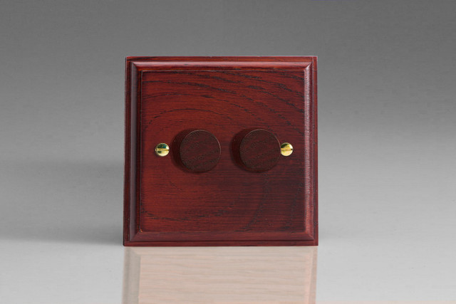 Varilight Mahogany Kilnwood 2-Way V-Pro Push On/Off Rotary LED Dimmer 0-120W (1-2 Gang)