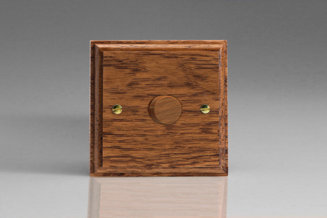 Varilight Medium Oak Kilnwood 2-Way V-Pro Push On/Off Rotary LED Dimmer 0-120W (1-2 Gang)