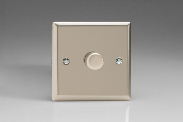 Varilight Satin Chrome 2-Way V-Pro Push On/Off Rotary Satin LED Dimmer 0-120W (1-4 Gang)