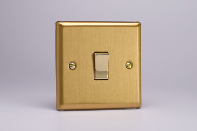 Varilight Brushed Brass 10A 1 or 2 Way Brass Rocker Switch (1-6 Gang)